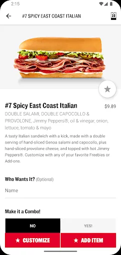 Jimmy John's Sandwiches screenshot